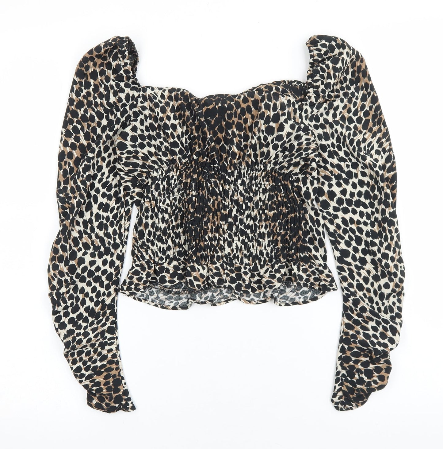 Topshop Womens Multicoloured Animal Print Polyester Basic Blouse Size 4 Sweetheart - Cheetah print
