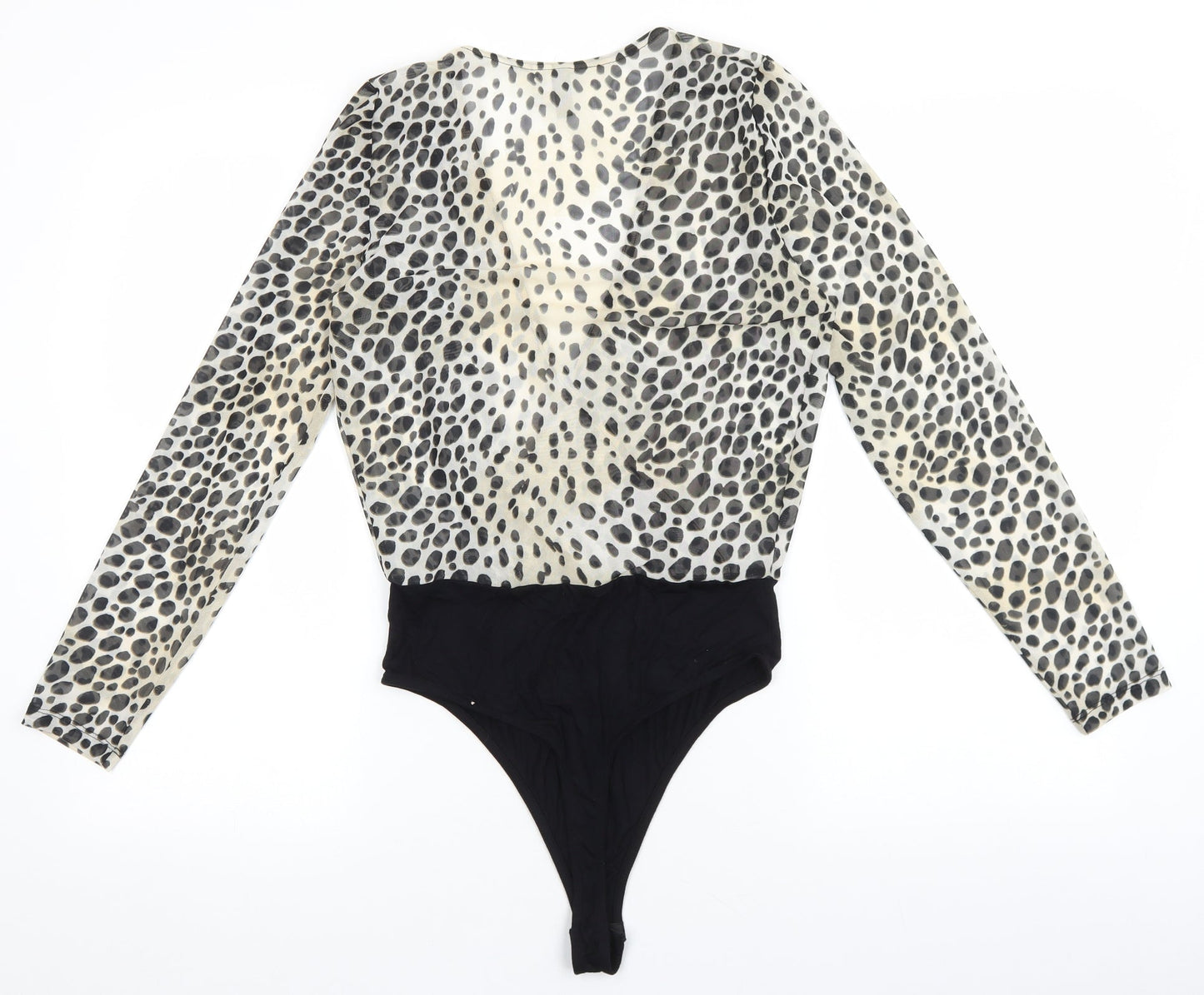 ASOS Womens Brown Animal Print Polyamide Bodysuit One-Piece Size 8 Snap