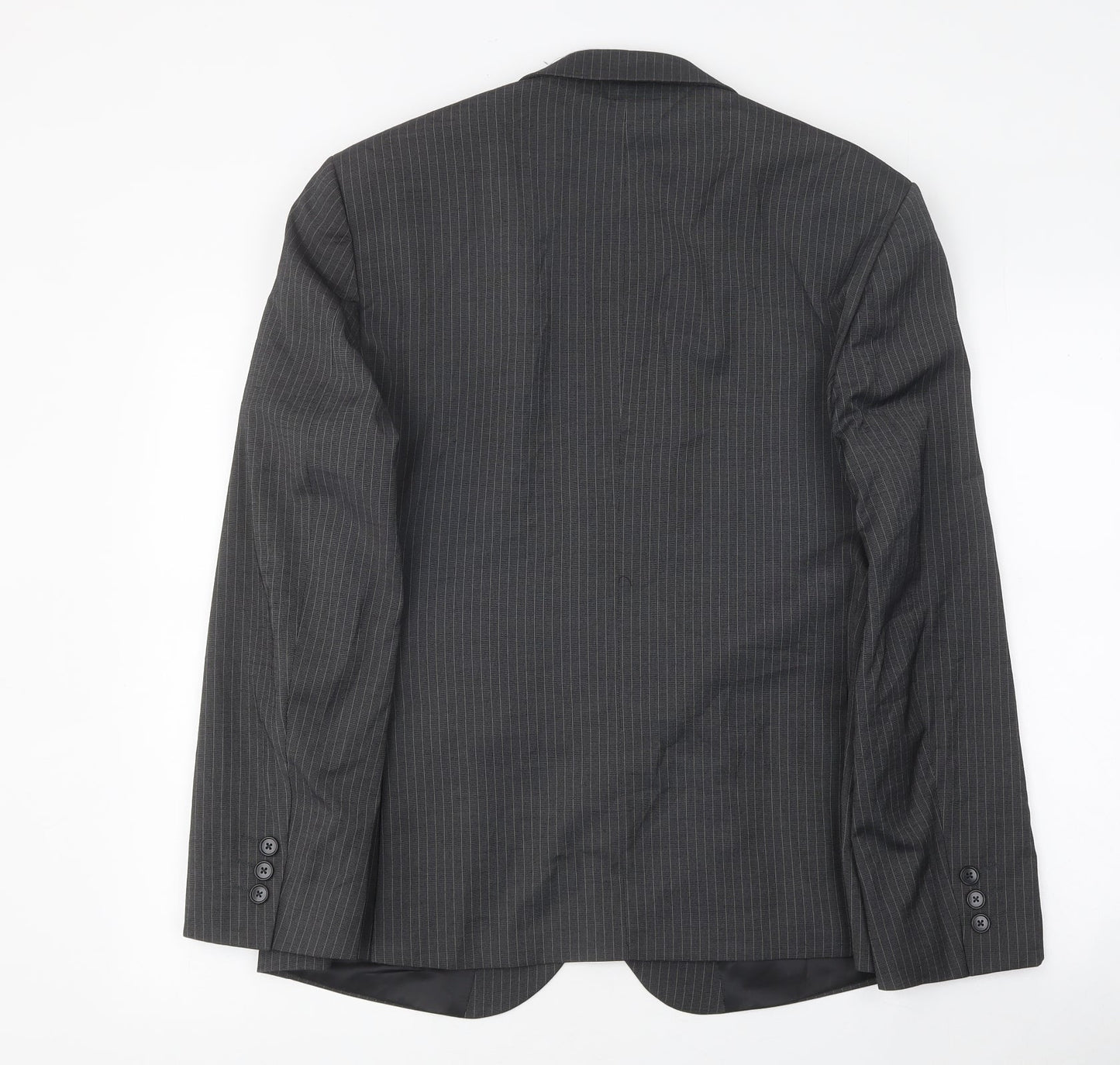 NEXT Mens Grey Striped Polyester Jacket Blazer Size 40
