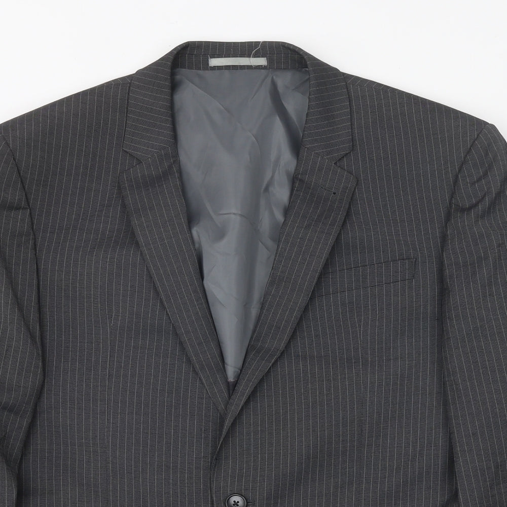 NEXT Mens Grey Striped Polyester Jacket Blazer Size 40