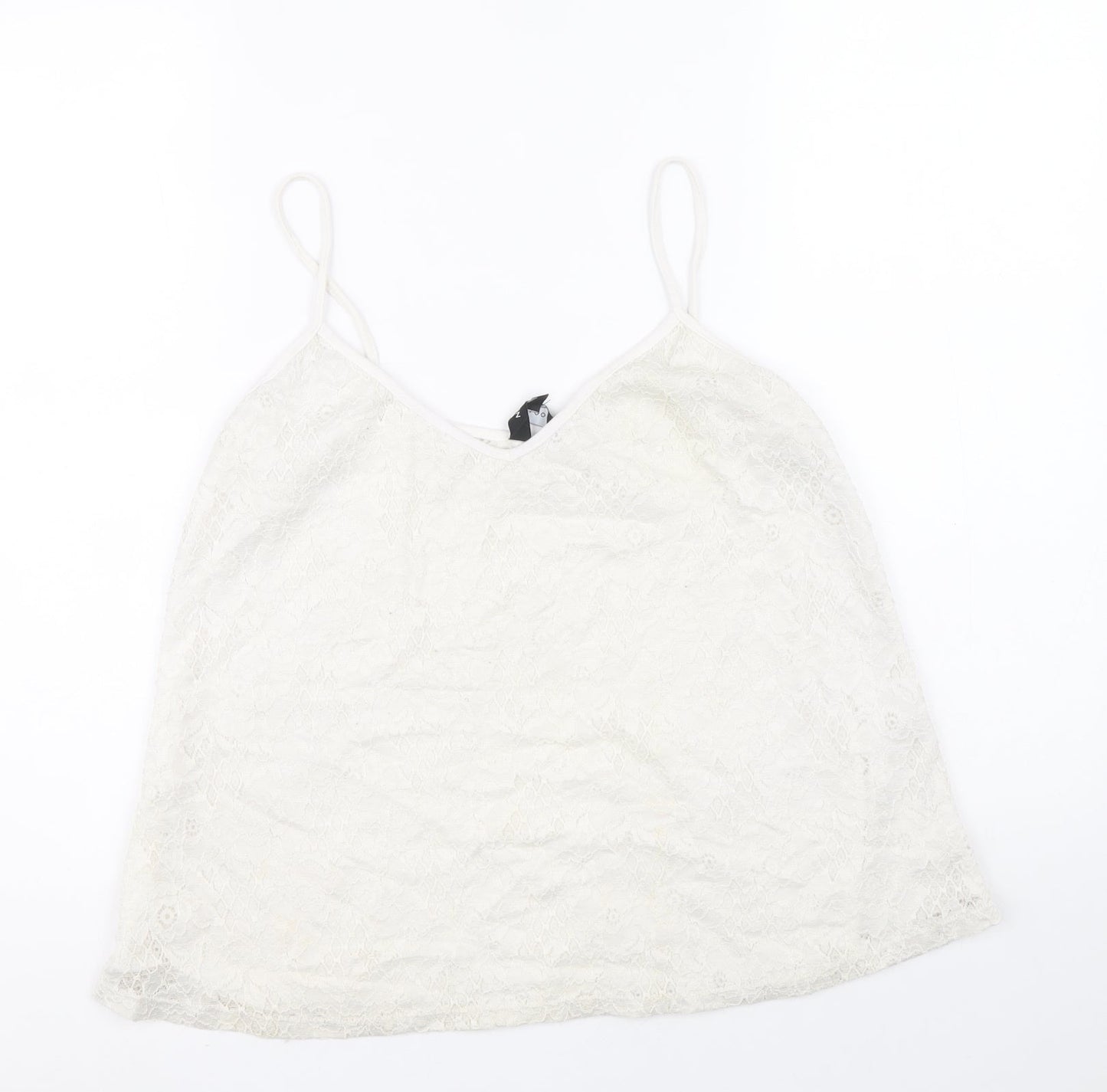 New Look Womens White Polyester Camisole Tank Size 16 V-Neck