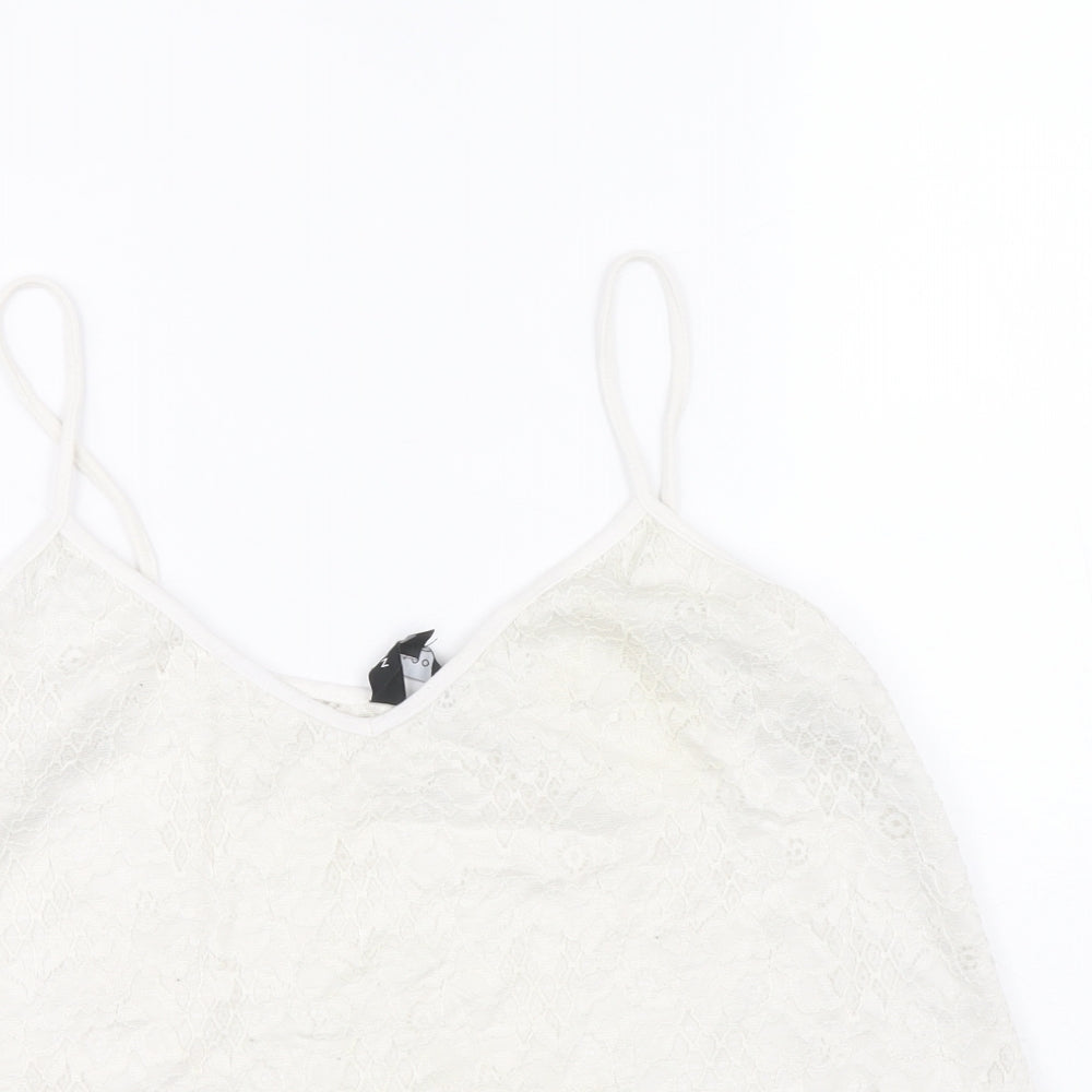 New Look Womens White Polyester Camisole Tank Size 16 V-Neck