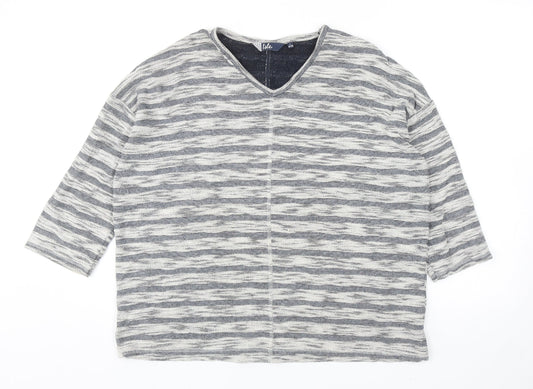 EWM Womens Grey Striped Cotton Pullover Sweatshirt Size L Pullover
