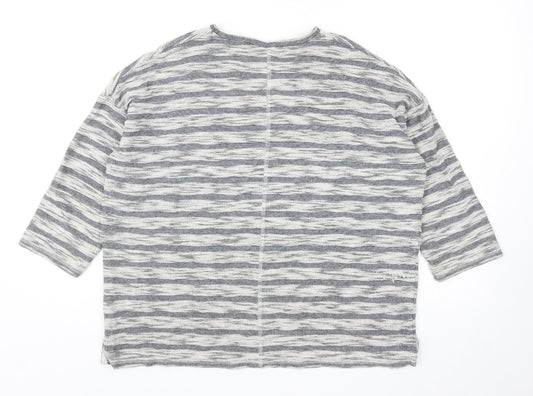 EWM Womens Grey Striped Cotton Pullover Sweatshirt Size L Pullover