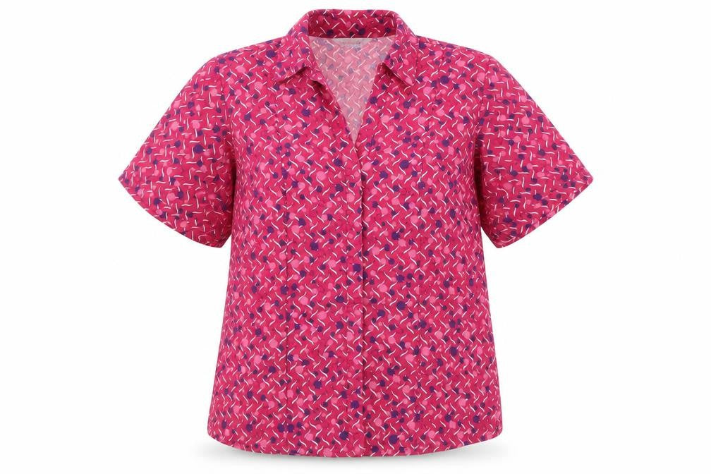 Meltemi Womens Pink Geometric Polyester Basic Button-Up Size 8 Collared