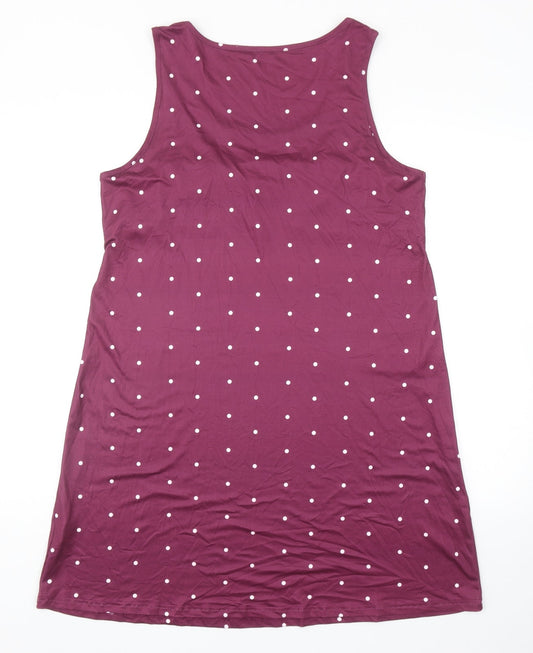 Preworn Womens Purple Polka Dot Polyester Tank Dress Size M Scoop Neck Pullover