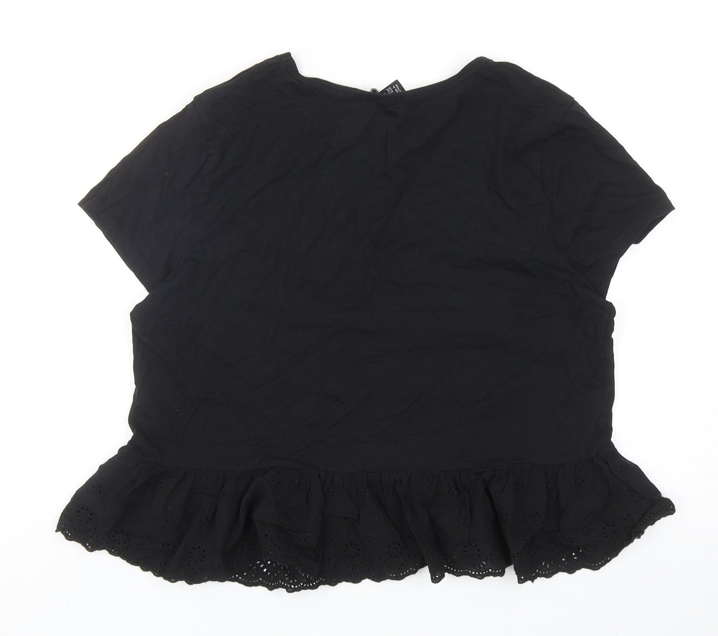 New Look Womens Black Cotton Basic Tank Size 12 Crew Neck