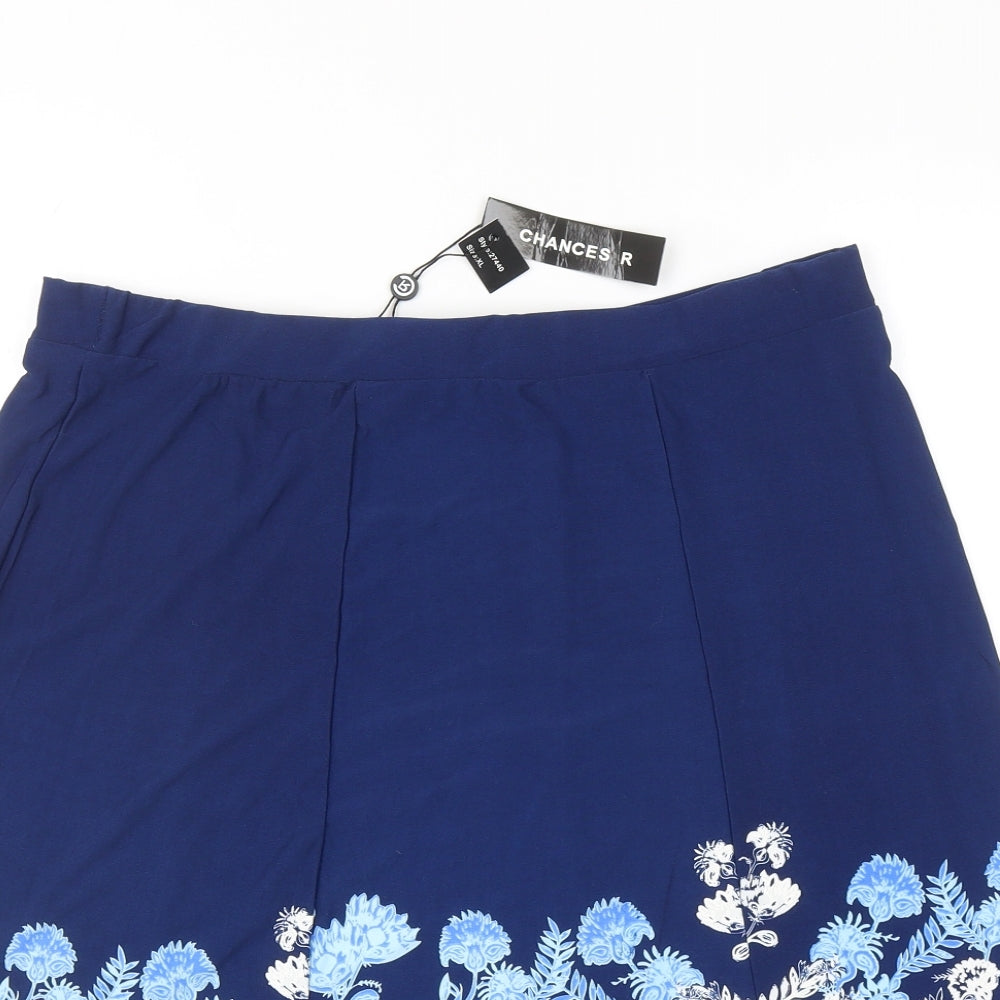 Chances R Womens Blue Geometric Polyester A-Line Skirt Size XL