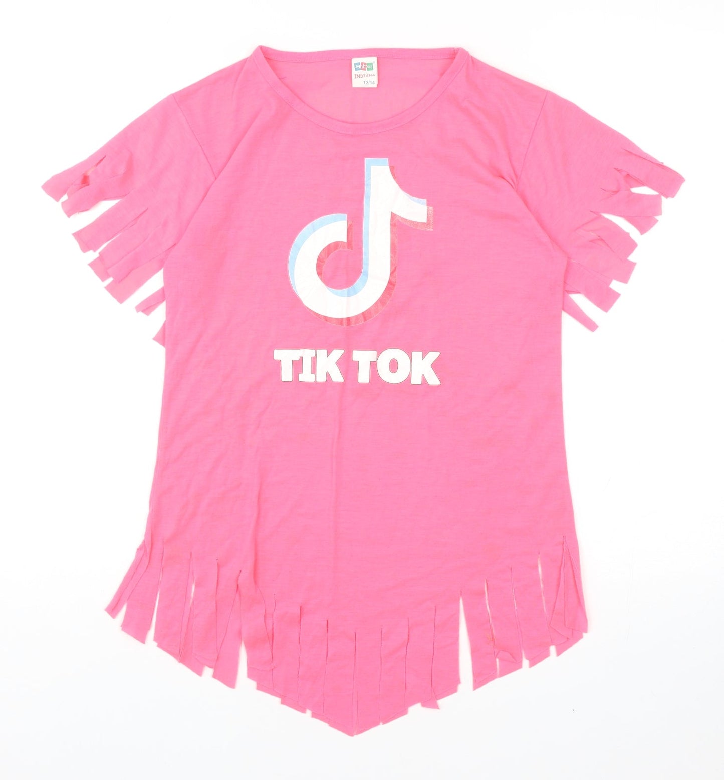 Anbor Womens Pink Polyester Basic T-Shirt Size 12 Crew Neck - Tik Tok