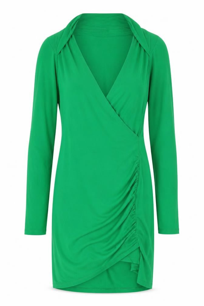 Bershka Womens Green Polyester Mini Size L Collared Pullover