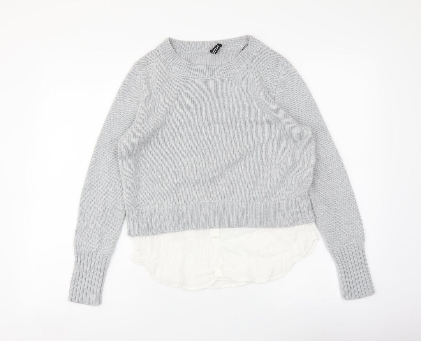 H&M Womens Grey Round Neck Acrylic Pullover Jumper Size S