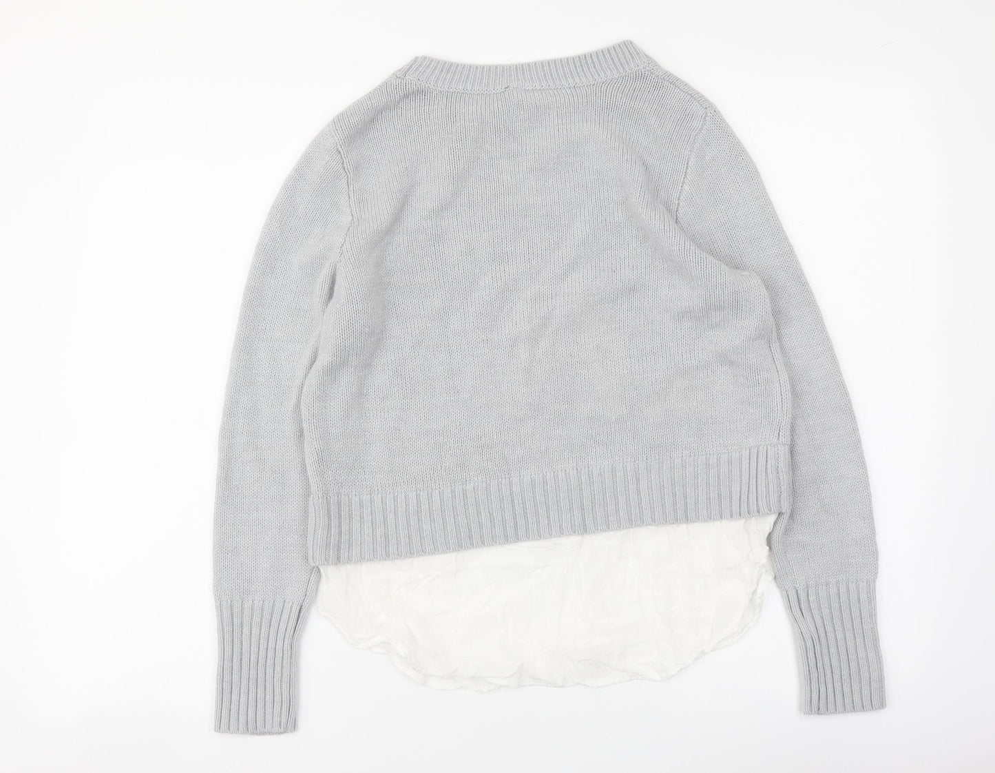 H&M Womens Grey Round Neck Acrylic Pullover Jumper Size S