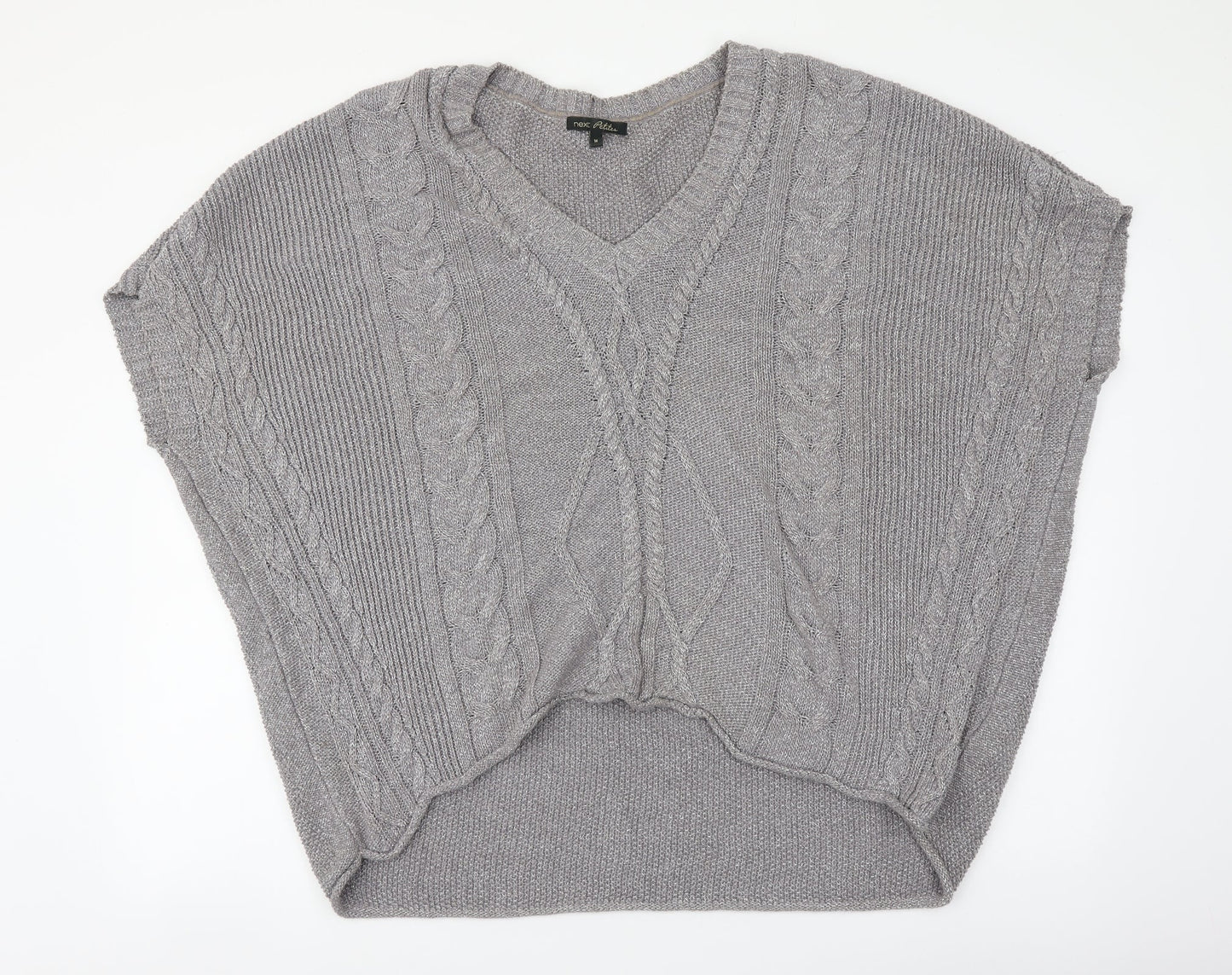 NEXT Womens Silver V-Neck Acrylic Pullover Jumper Size M