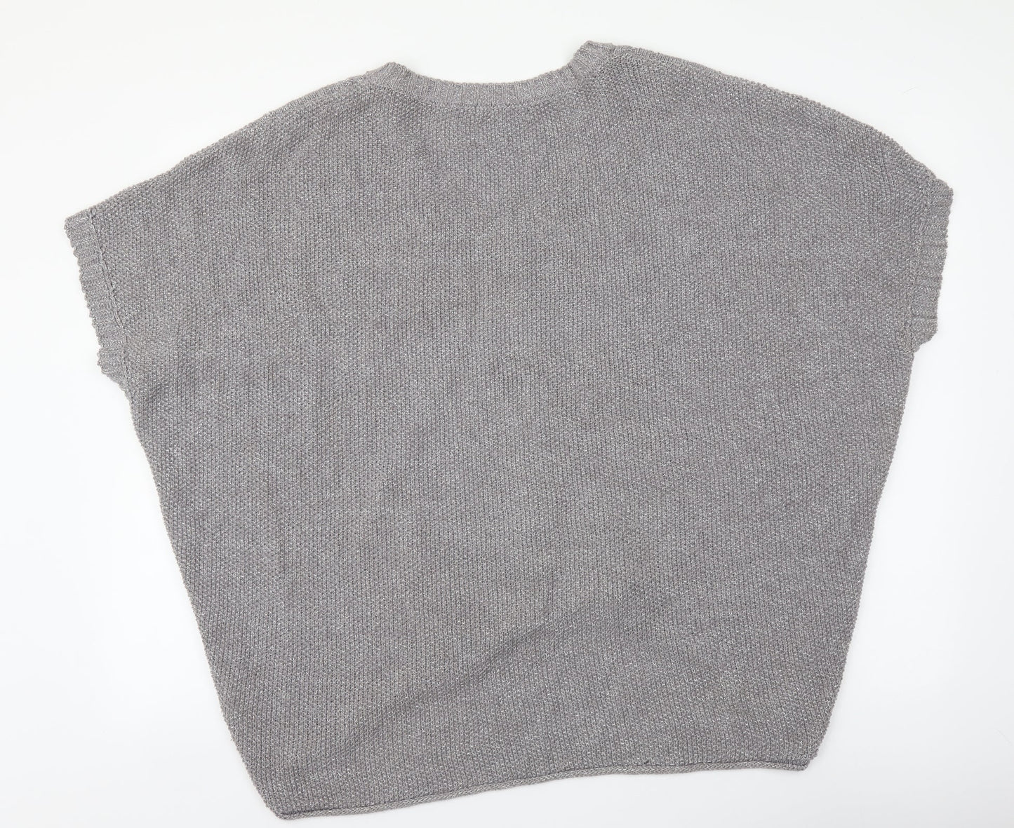 NEXT Womens Silver V-Neck Acrylic Pullover Jumper Size M