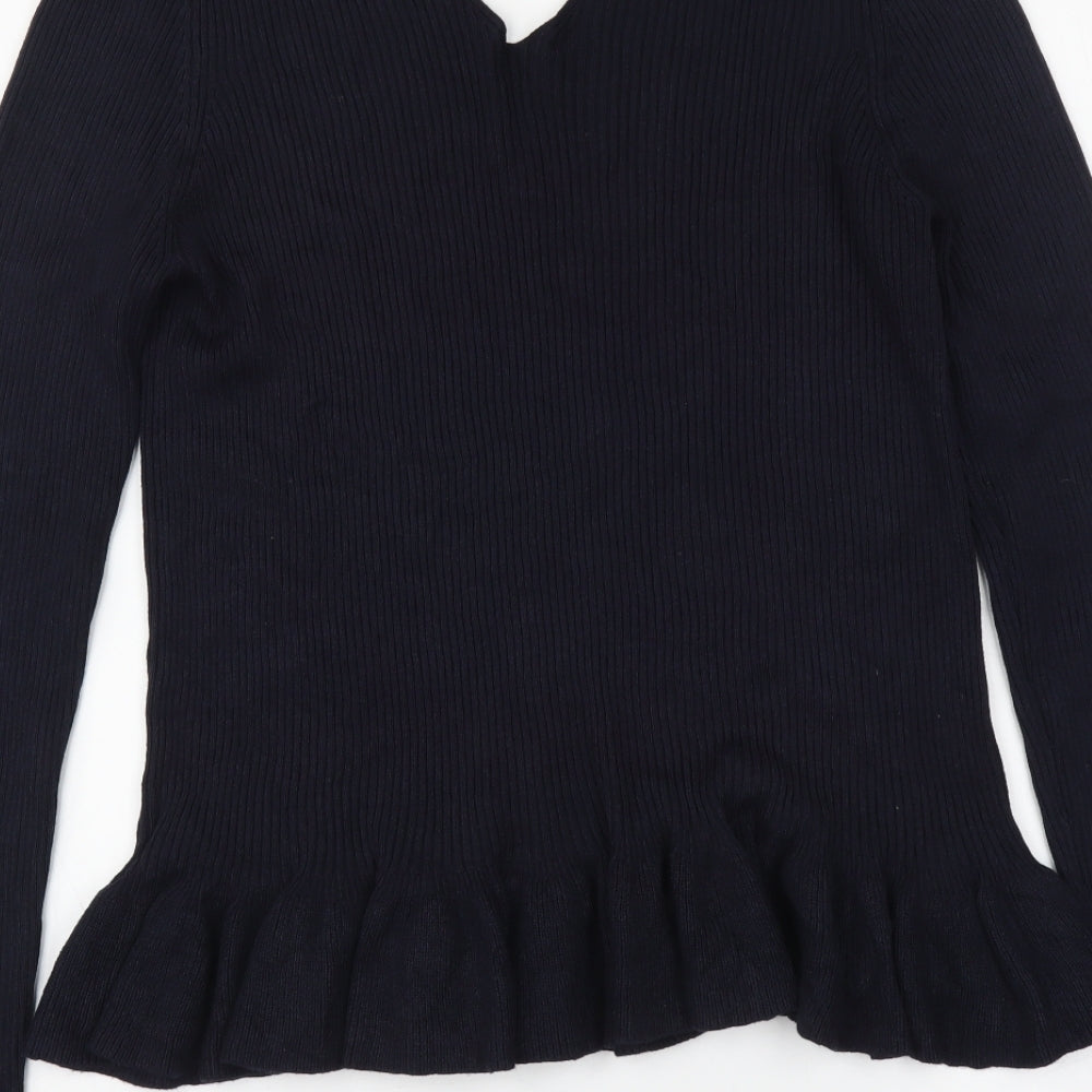 Marks and Spencer Womens Blue V-Neck Viscose Pullover Jumper Size 14