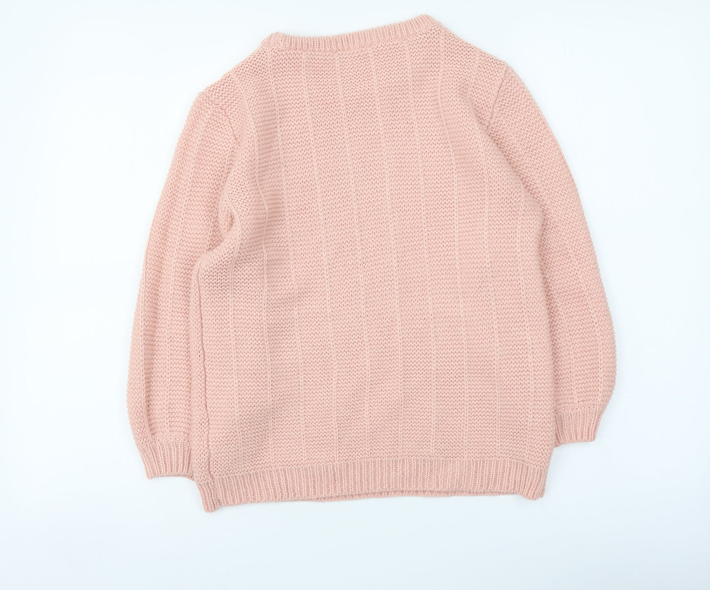 M&Co Womens Pink Round Neck Acrylic Pullover Jumper Size 10