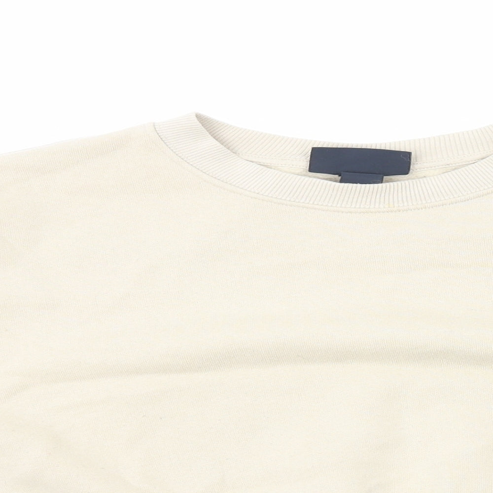 Monki Womens Beige Cotton Pullover Sweatshirt Size L Pullover - Cropped