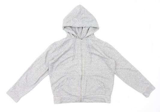 H&M Womens Grey Cotton Full Zip Hoodie Size S Zip