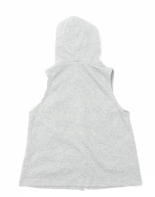 Preworn Girls Grey Polyester Pullover Hoodie Size M Button
