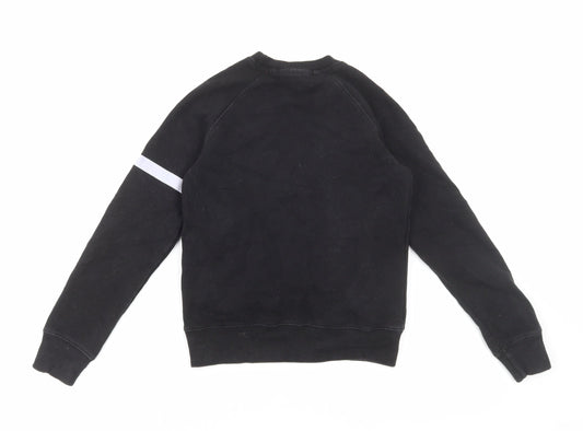 Preworn Boys Black Cotton Pullover Sweatshirt Size 7-8 Years Pullover