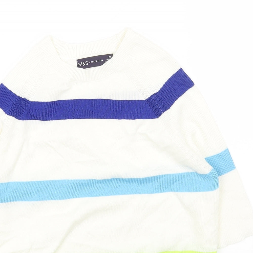 Marks and Spencer Womens Multicoloured Round Neck Striped Acrylic Pullover Jumper Size XS