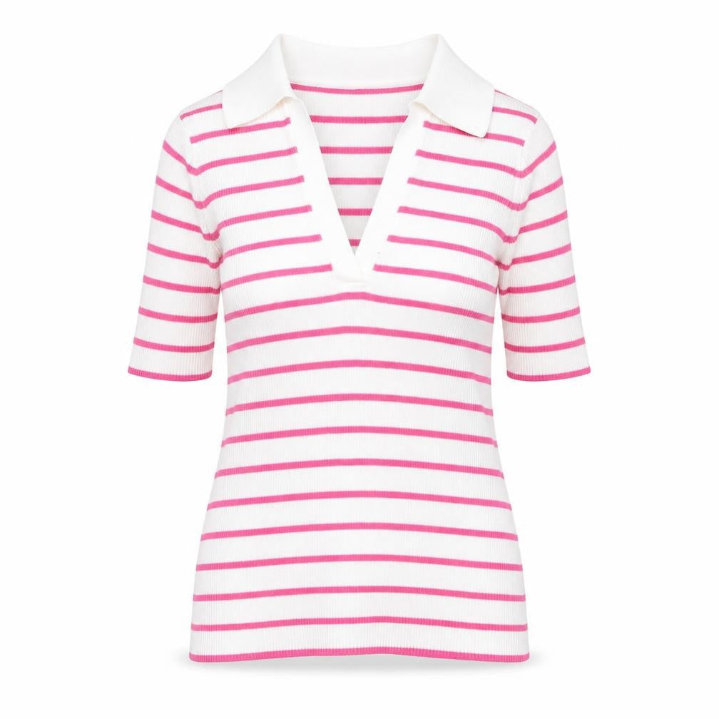 Marks and Spencer Womens Multicoloured Collared Striped Cotton Pullover Jumper Size S