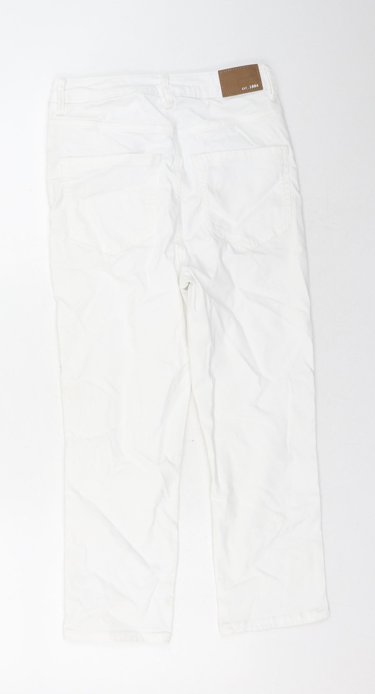 Marks and Spencer Womens White Cotton Straight Jeans Size 8 L21 in Regular Button
