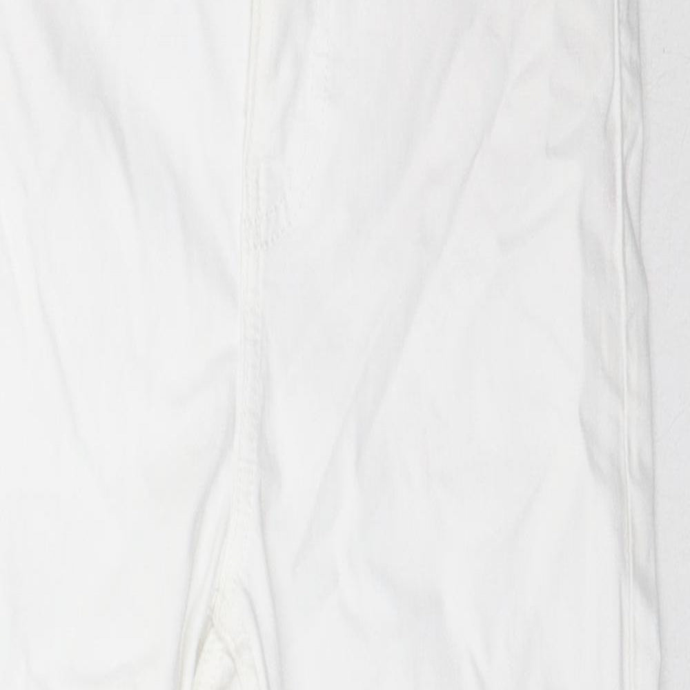 Marks and Spencer Womens White Cotton Straight Jeans Size 8 L21 in Regular Button