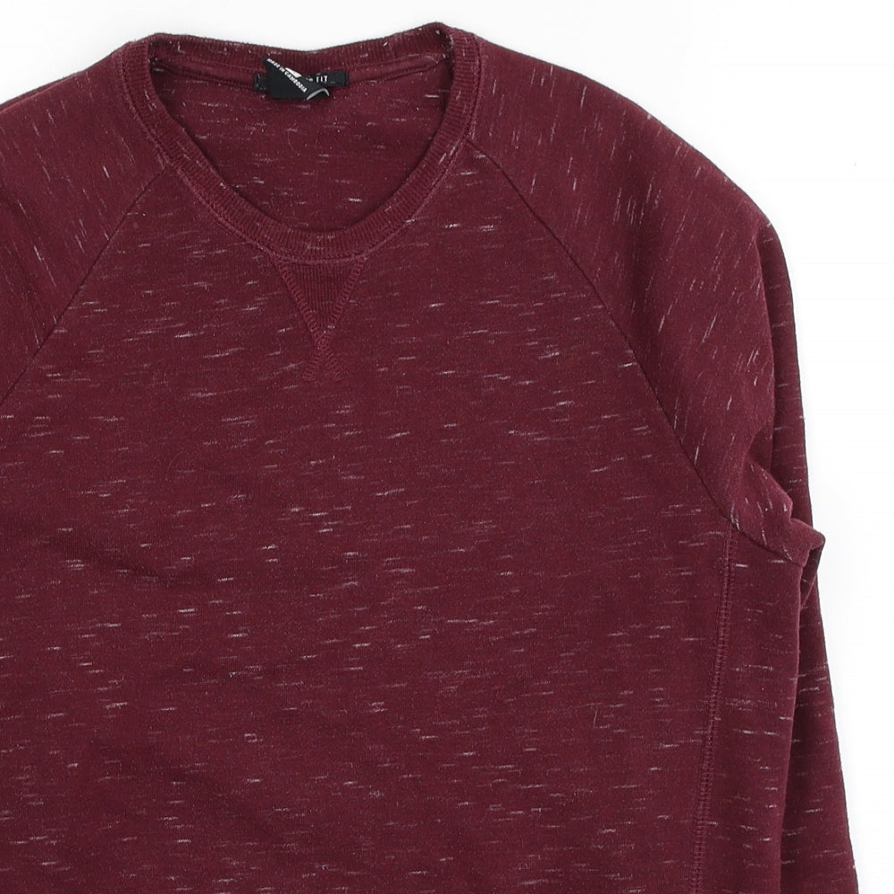 FSBN Mens Red Round Neck Polyester Pullover Jumper Size S