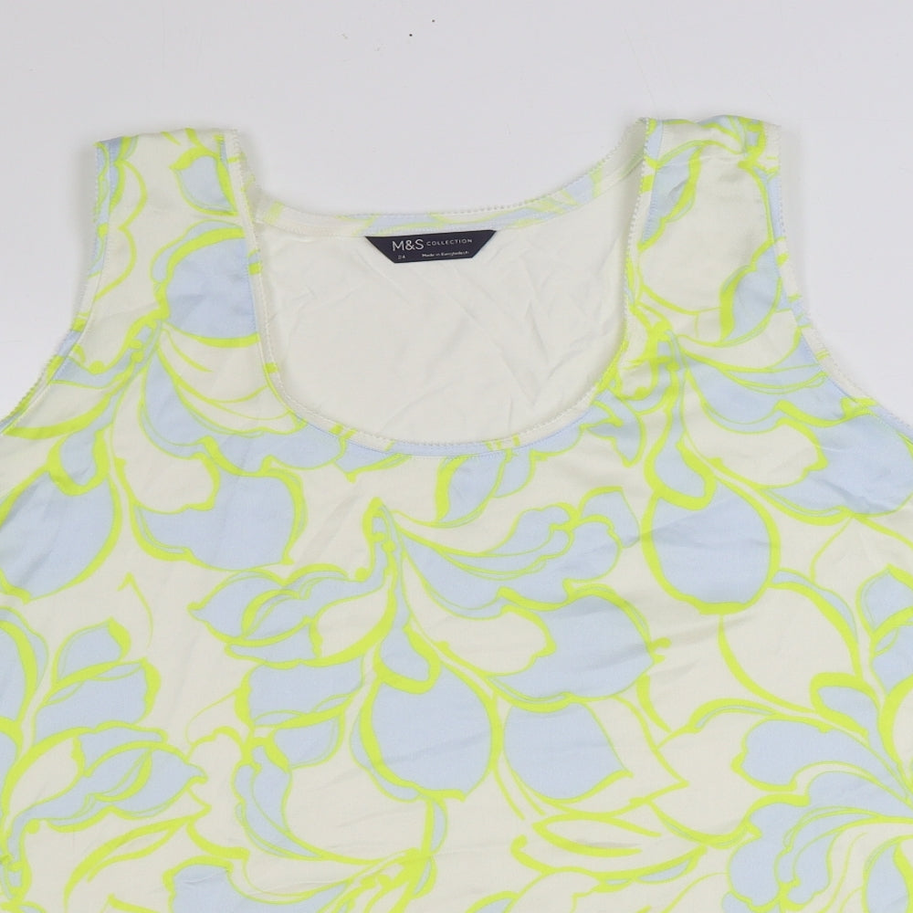 Marks and Spencer Womens Multicoloured Floral Polyester Basic Tank Size 24 Scoop Neck