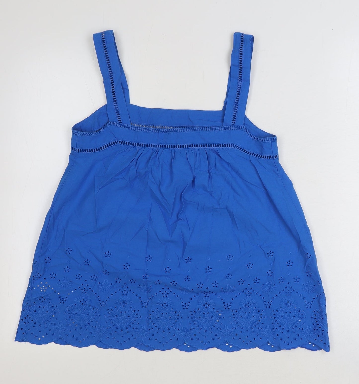 Marks and Spencer Womens Blue 100% Cotton Basic Tank Size 6 Square Neck