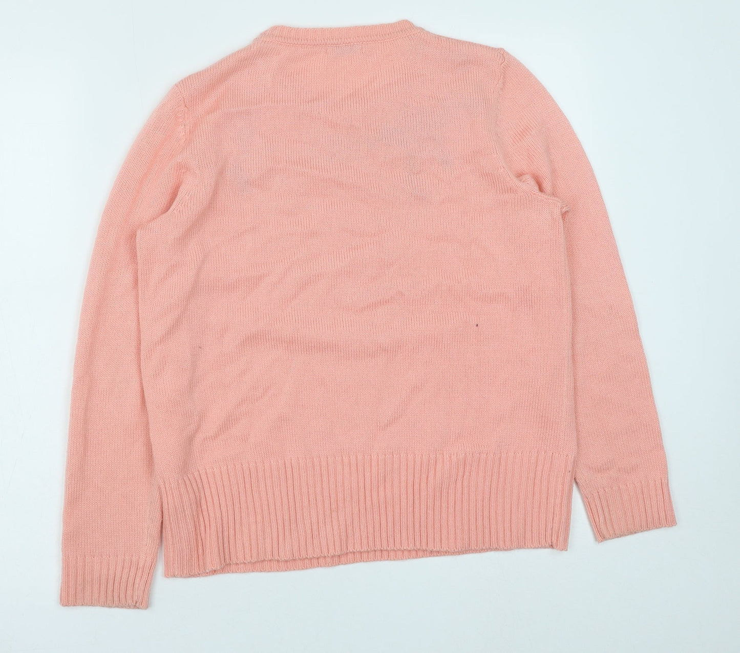 Damart Womens Pink Round Neck Floral Polyacrylate Fibre Pullover Jumper Size 10