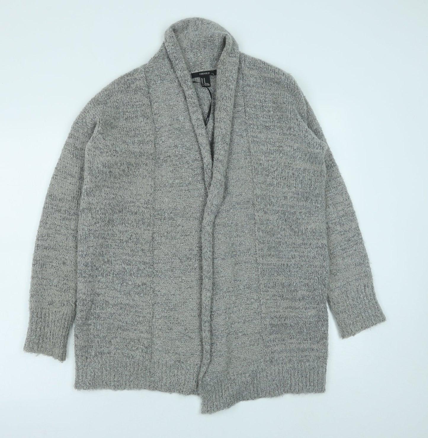 FOREVER 21 Womens Grey V-Neck Acrylic Cardigan Jumper Size M
