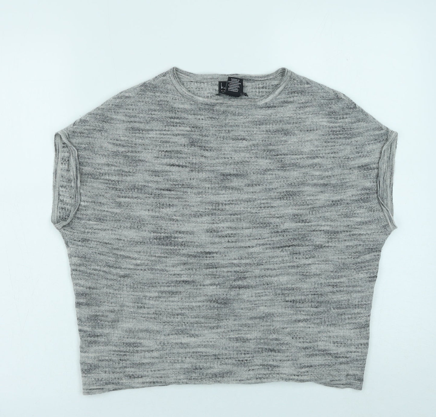 Nicole Miller Womens Grey Round Neck Wool Pullover Jumper Size M