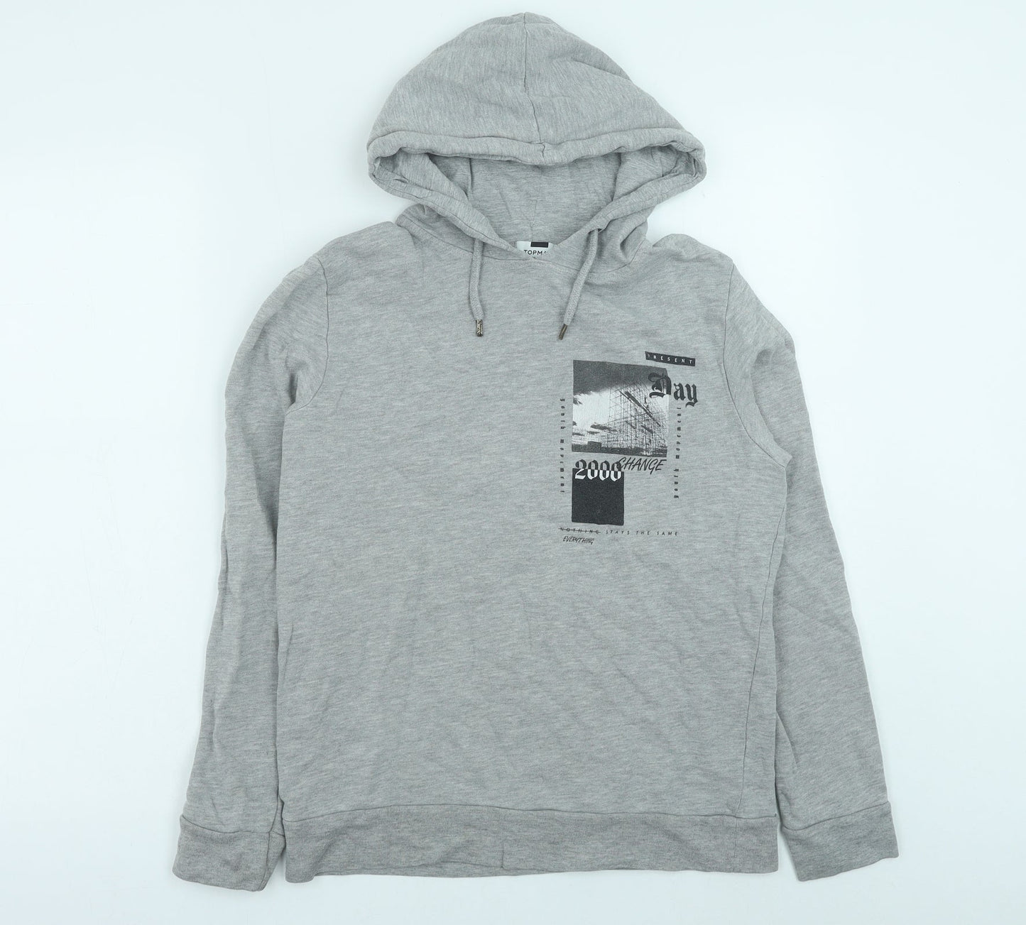 Topman Womens Grey Cotton Pullover Hoodie Size 2XS Pullover