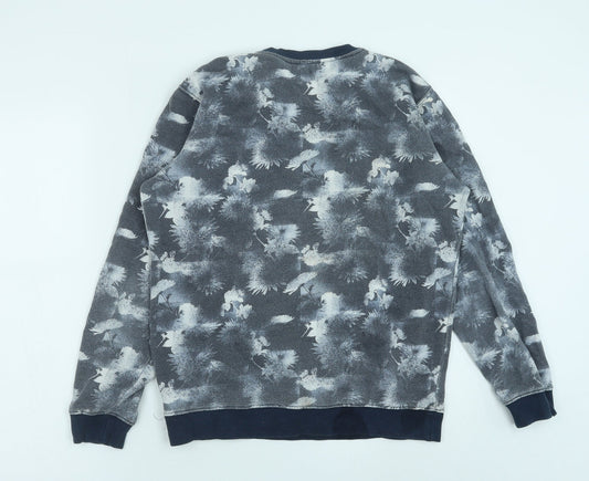 !Solid Womens Blue Geometric Polyester Pullover Sweatshirt Size S Pullover