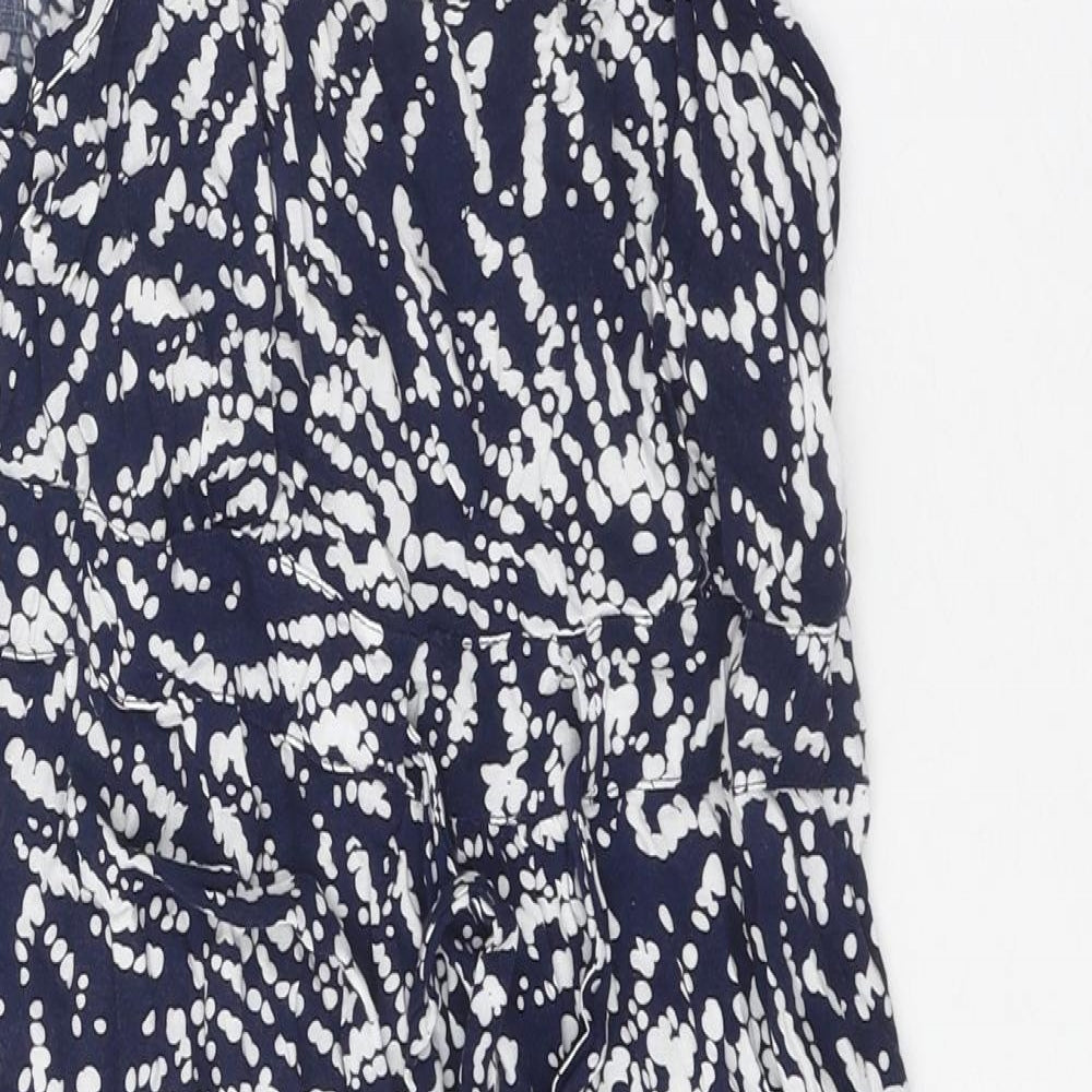 BHS Womens Blue Geometric Viscose Slip Dress Size 10 Scoop Neck Pullover