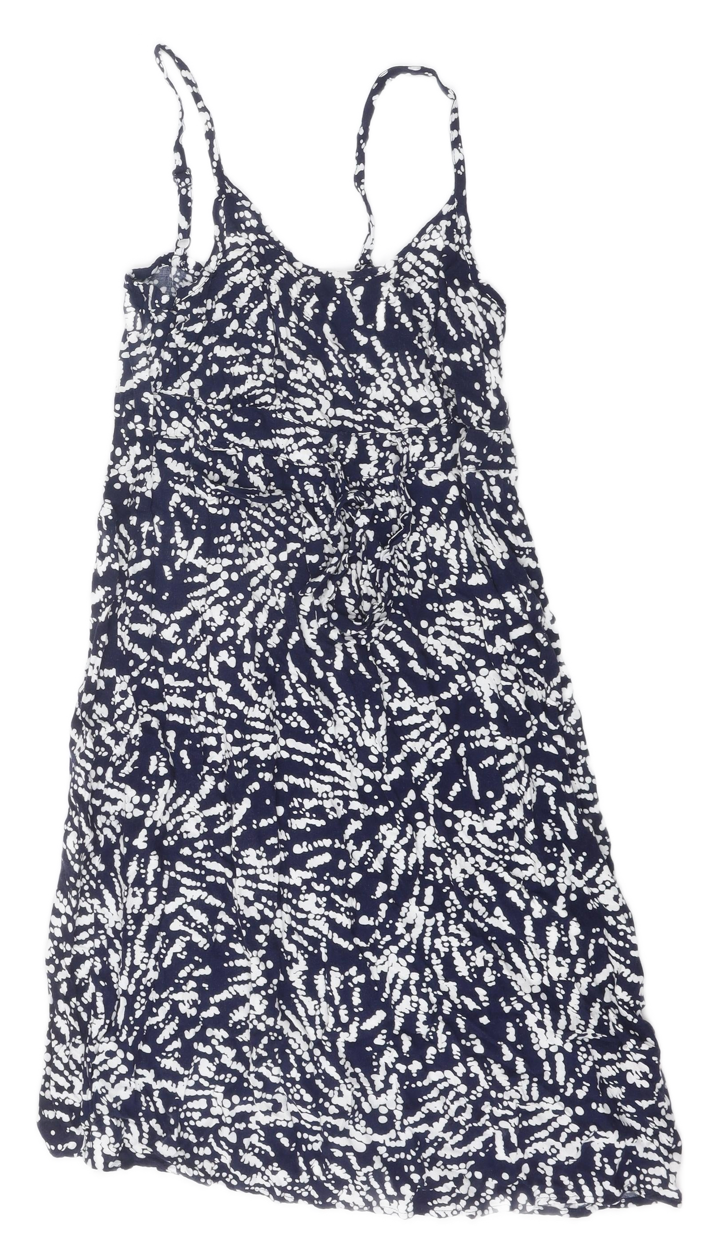 BHS Womens Blue Geometric Viscose Slip Dress Size 10 Scoop Neck Pullover