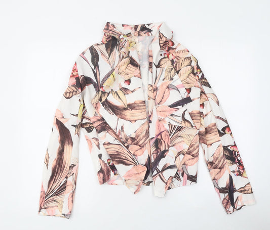 Lily White Womens White Floral Jacket Size S