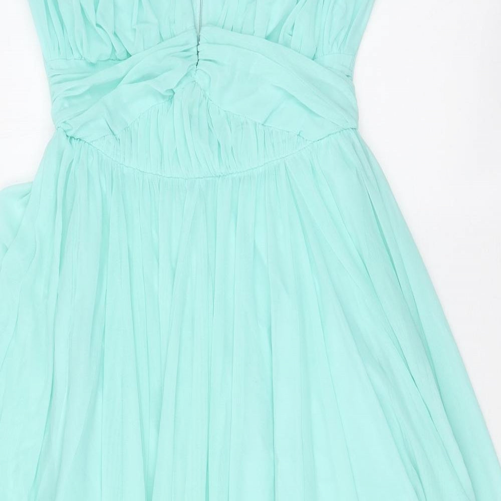 ASOS Womens Blue Polyester Mini Size 10 Off the Shoulder Zip