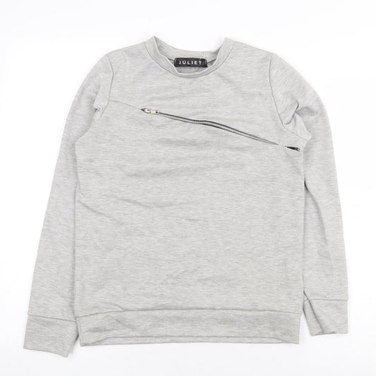 Juliet Womens Grey Polyester Pullover Sweatshirt Size S Pullover