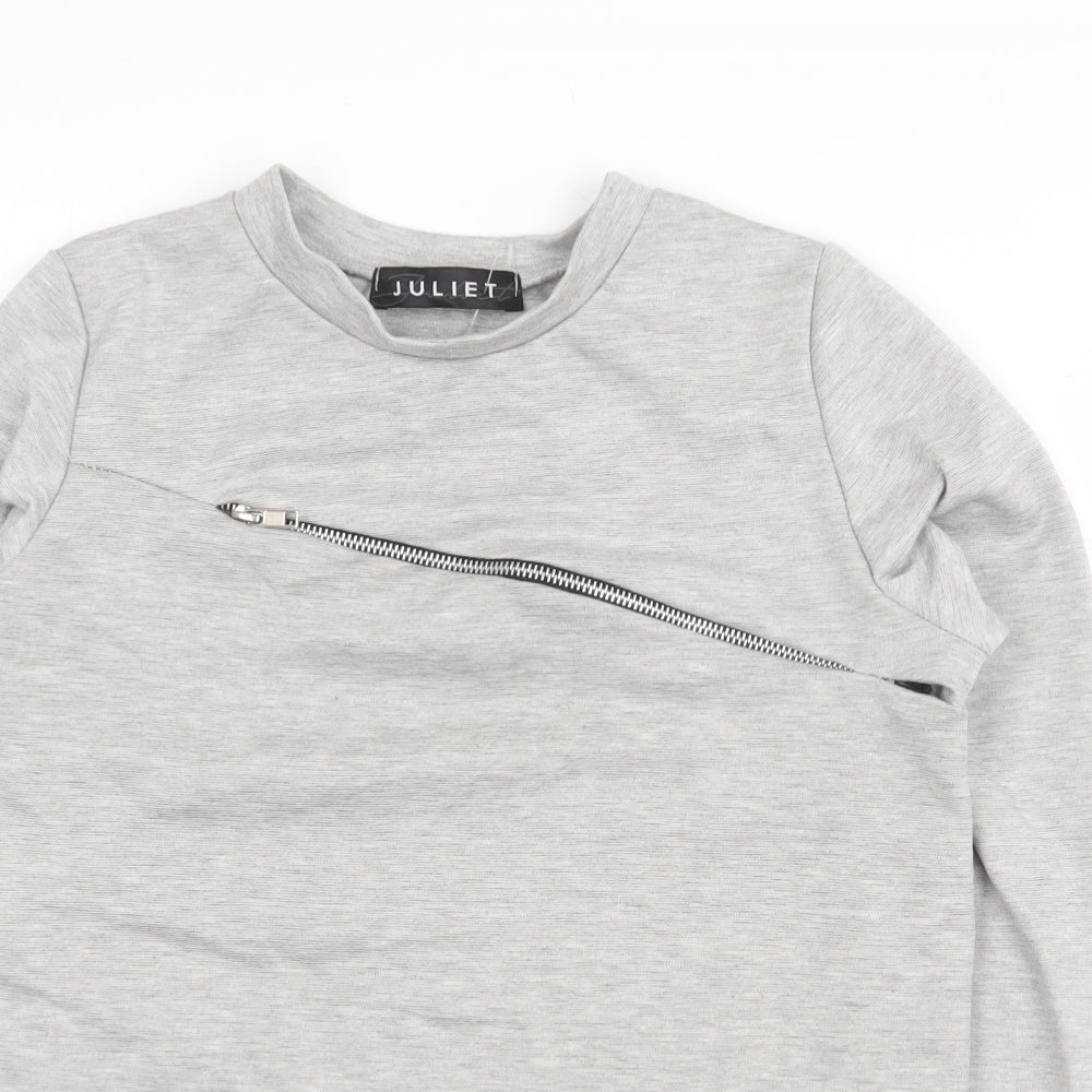 Juliet Womens Grey Polyester Pullover Sweatshirt Size S Pullover
