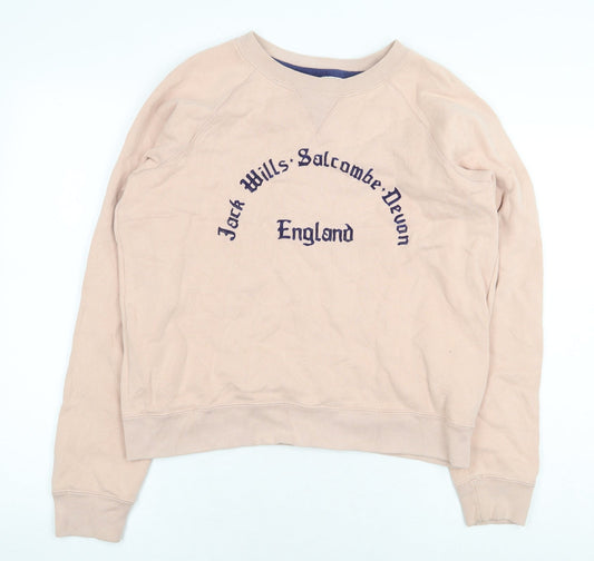 Jack Wills Womens Pink Cotton Pullover Sweatshirt Size 10 Pullover - Salcombe Devon