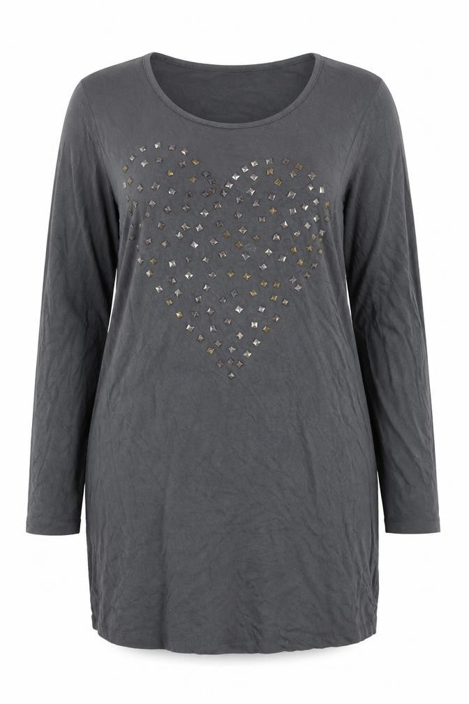 TG Womens Grey Viscose Tunic Blouse Size 10 Boat Neck