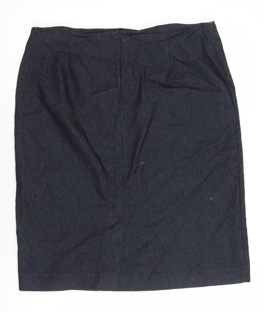 Florence & Fred Womens Blue Cotton Straight & Pencil Skirt Size 14 Zip
