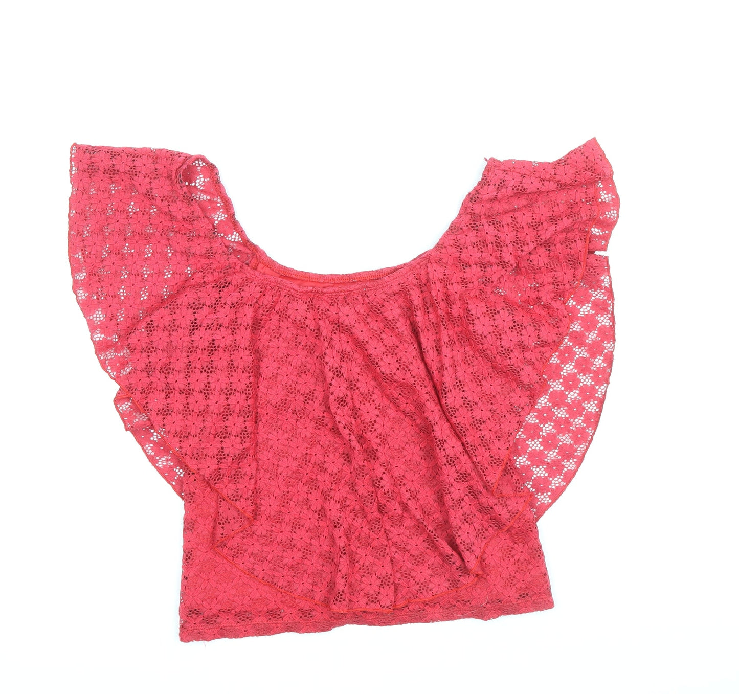River Island Womens Red Nylon Basic Blouse Size 10 Off the Shoulder