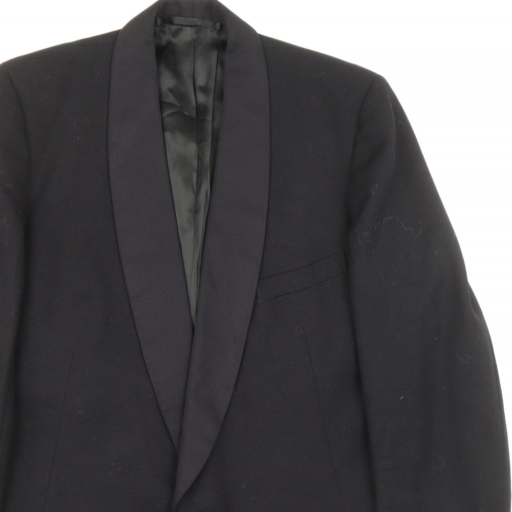 Preworn Mens Blue Polyester Jacket Suit Jacket Size 36