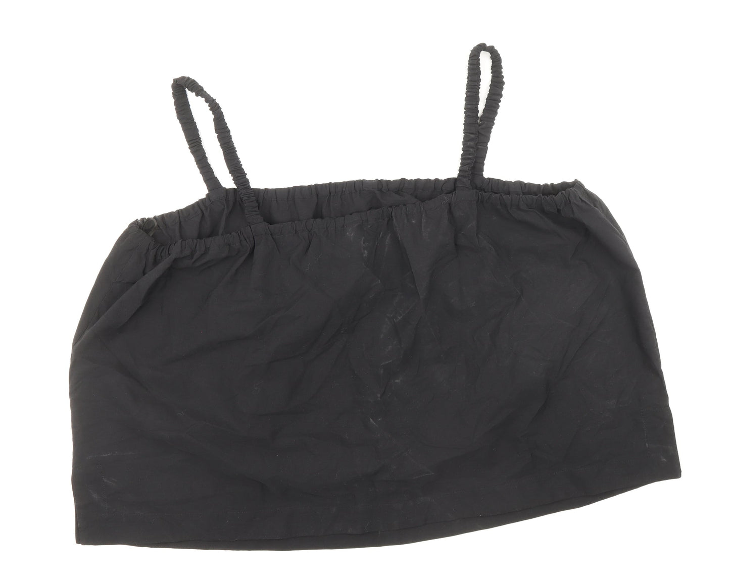 Marks and Spencer Womens Black Cotton Basic Tank Size 24 Square Neck