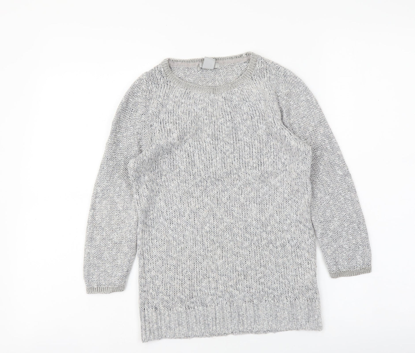 H&M Womens Grey Round Neck Acrylic Pullover Jumper Size XS