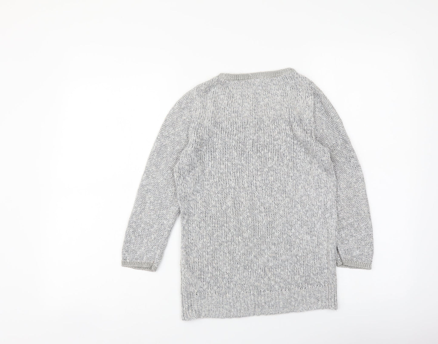 H&M Womens Grey Round Neck Acrylic Pullover Jumper Size XS